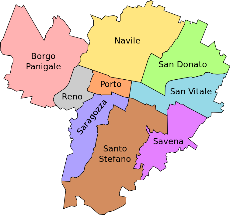 Map areas of Bologna 